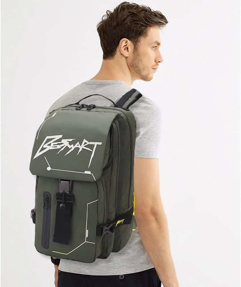 Hiking Outdoor Travel Backpack with Design, Water-Resistant Laptop Daypack Book Bag with Multi-Layer for Men & Woman (Army Green)