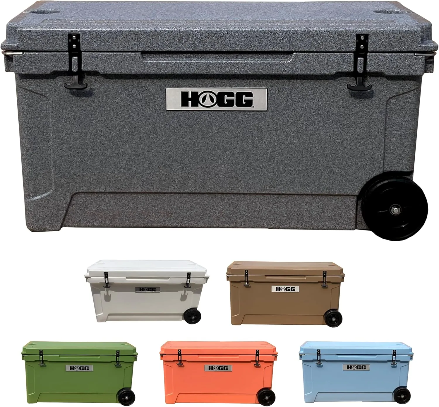 Hogg 65 qt Insulated Cooler with Wheels and Handles, Rolling Ice Chest with Wheels, Rotomolded Wheeled Coolers for Camping, Drinks, Outdoors, 65qt Blue