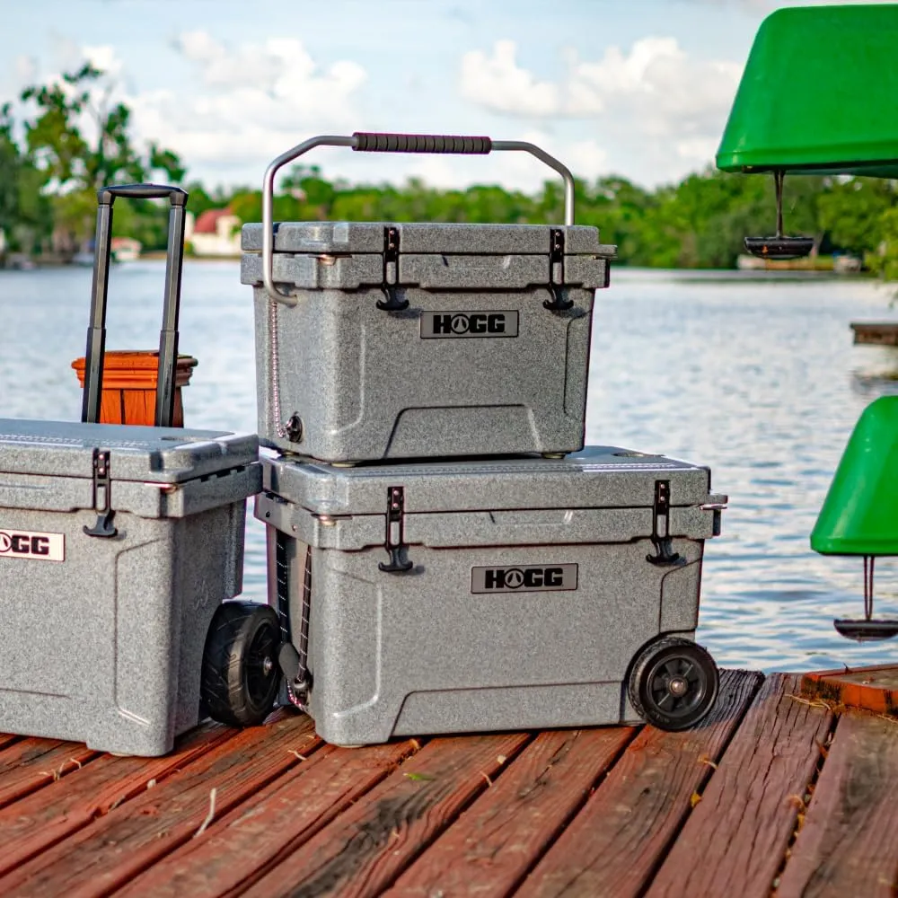 Hogg 65 qt Insulated Cooler with Wheels and Handles, Rolling Ice Chest with Wheels, Rotomolded Wheeled Coolers for Camping, Drinks, Outdoors, 65qt Blue