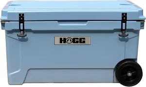Hogg 65 qt Insulated Cooler with Wheels and Handles, Rolling Ice Chest with Wheels, Rotomolded Wheeled Coolers for Camping, Drinks, Outdoors, 65qt Blue