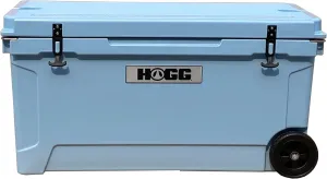 Hogg 65 qt Insulated Cooler with Wheels and Handles, Rolling Ice Chest with Wheels, Rotomolded Wheeled Coolers for Camping, Drinks, Outdoors, 65qt Blue