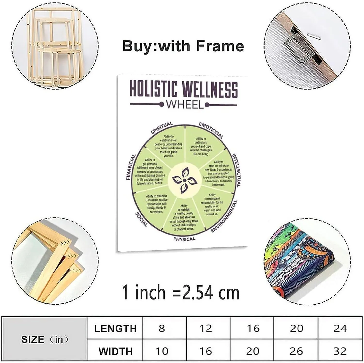 Holistic Wellness Wheel Poster Mental Wall Decorate Poster Canvas Painting Wall Art Poster for Bedroom Living Room Decor 16x20inch(40x51cm) Unframe-style