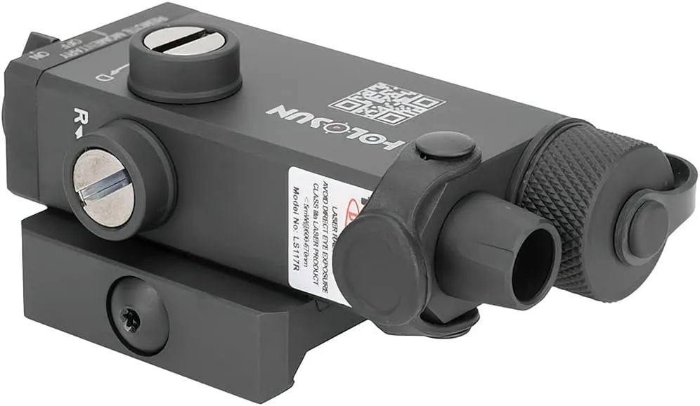 HOLOSUN LS117 Single Red/Green Laser for Long Guns | Waterproof Lightweight Durable Aluminum Black Gun Laser with QD Release Picatinny Rail Mount, Remote Cable Switch, T10 L Key & Battery Included