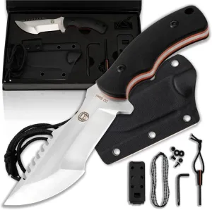 Holtzman's Gorilla Survival Baby Tracker Fixed Blade Hunting & Camping Knife with Fire Starter and Complete Tactical Survival Kit (Black)