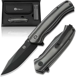 Holtzman's Gorilla Survival Folding Pocket Knife with D2 Steel Blade and G10 Handle (Black   Black/Grey) - EDC Gift Set for Men and Women - Perfect for Everyday Carry