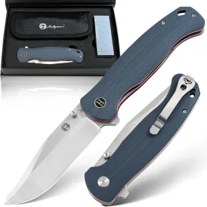 Holtzman's Gorilla Survival Wrangler Folding Knife with G10 Handle and D2 Steel Blade, Gift Box Set (Grey Red) - Ideal for Everyday Carry and Outdoor Use