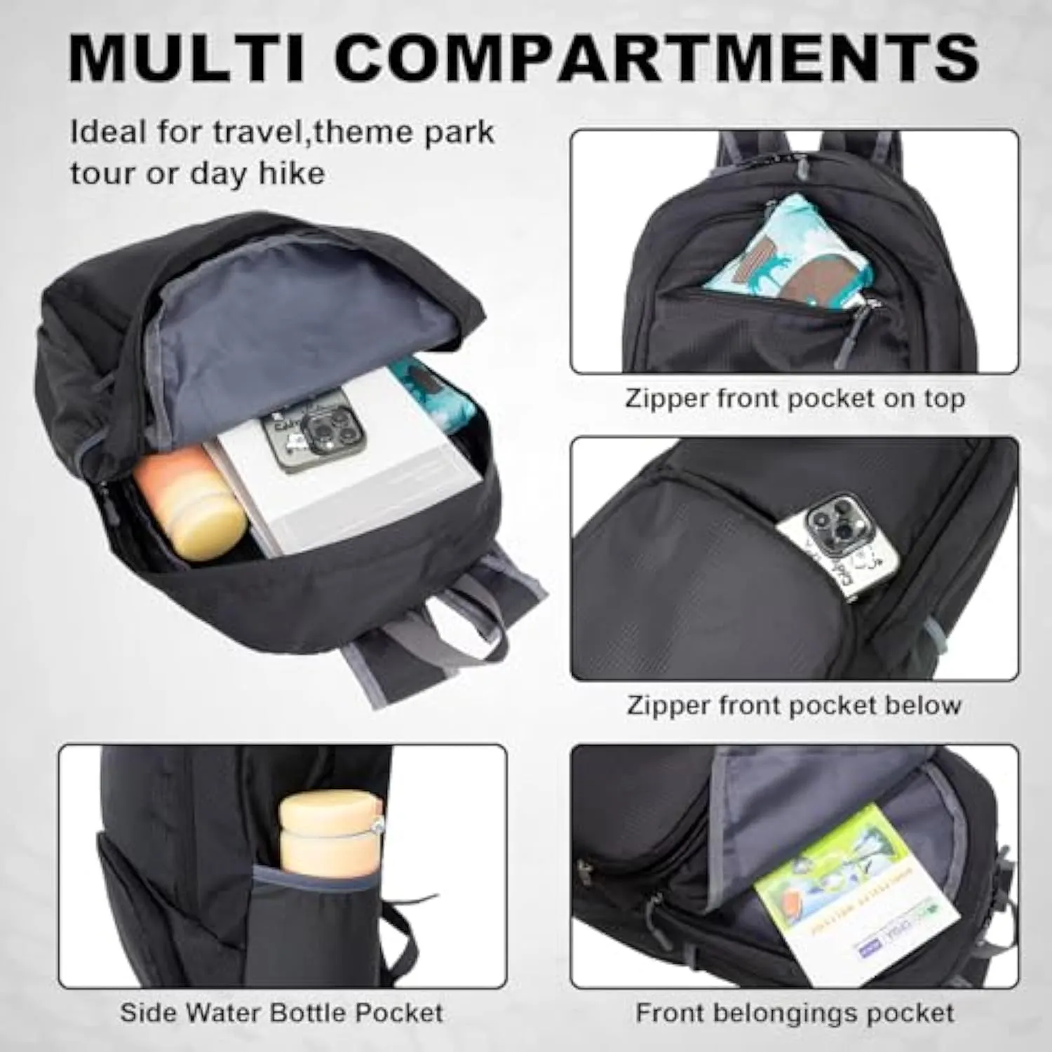 HOLYLUCK 20L lightweight packable Hiking Daypack Foldable Backpack HLC410