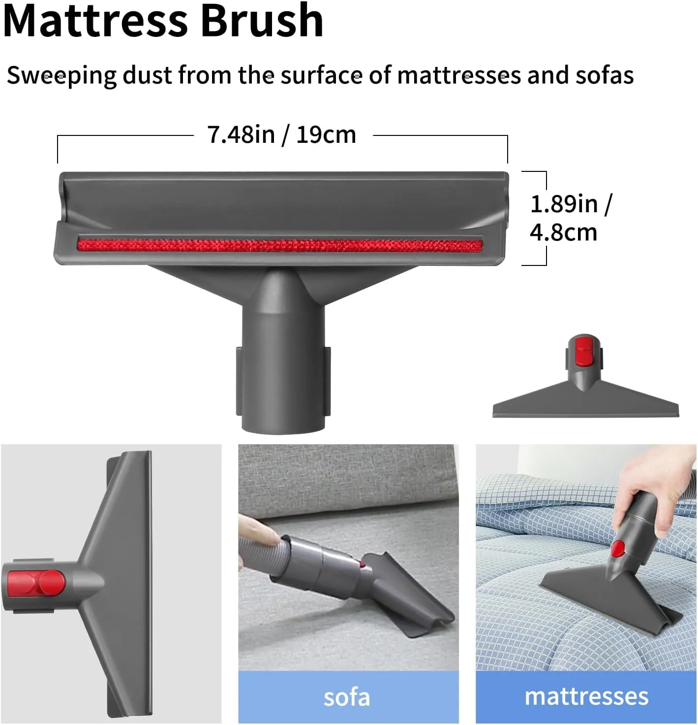 Home Cleaning Kit for Dyson V7 V8 V10 V11 V15 Absolute Animal Motorhead Vacuum Cleaner, Flexible Extension Hose Mattress Tool Stiff Brush Soft Bristle Attachment, and Flexible Crevice Tool