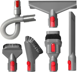 Home Cleaning Kit for Dyson V7 V8 V10 V11 V15 Absolute Animal Motorhead Vacuum Cleaner, Flexible Extension Hose Mattress Tool Stiff Brush Soft Bristle Attachment, and Flexible Crevice Tool