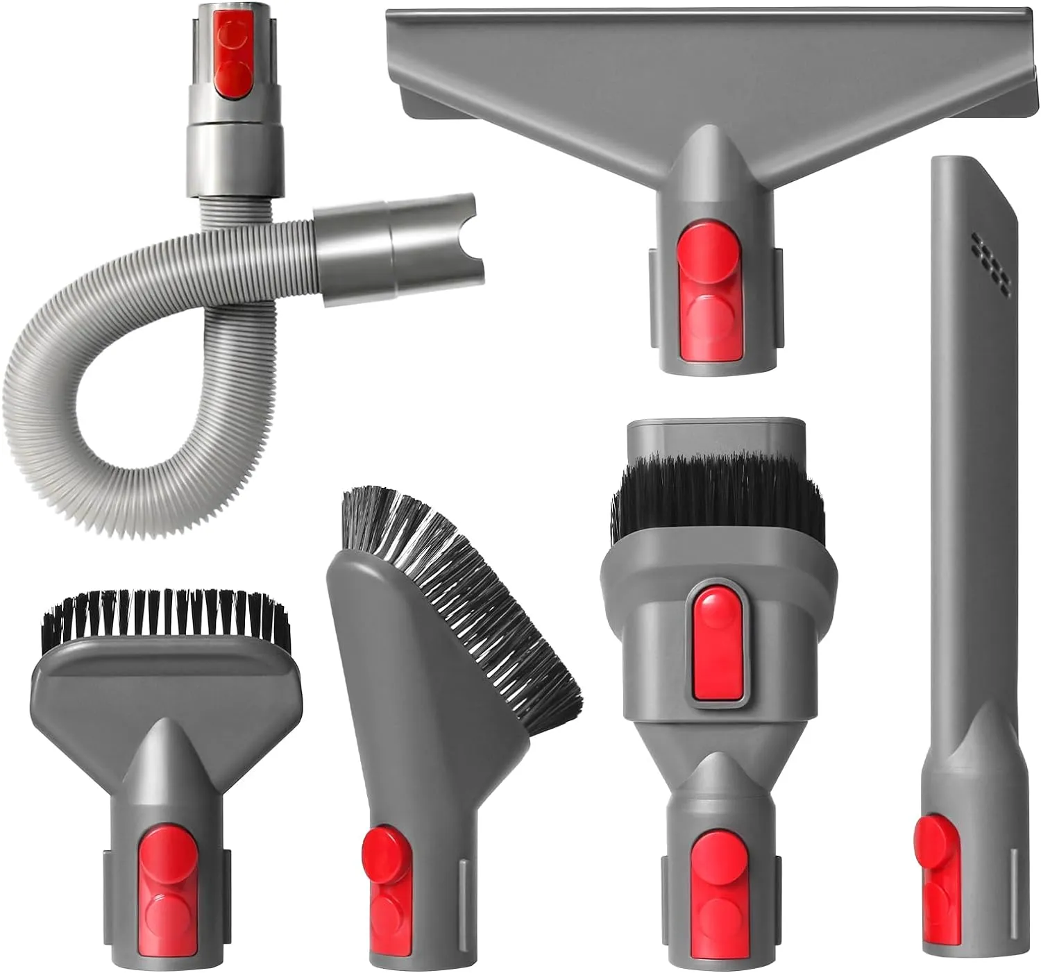 Home Cleaning Kit for Dyson V7 V8 V10 V11 V15 Absolute Animal Motorhead Vacuum Cleaner, Flexible Extension Hose Mattress Tool Stiff Brush Soft Bristle Attachment, and Flexible Crevice Tool