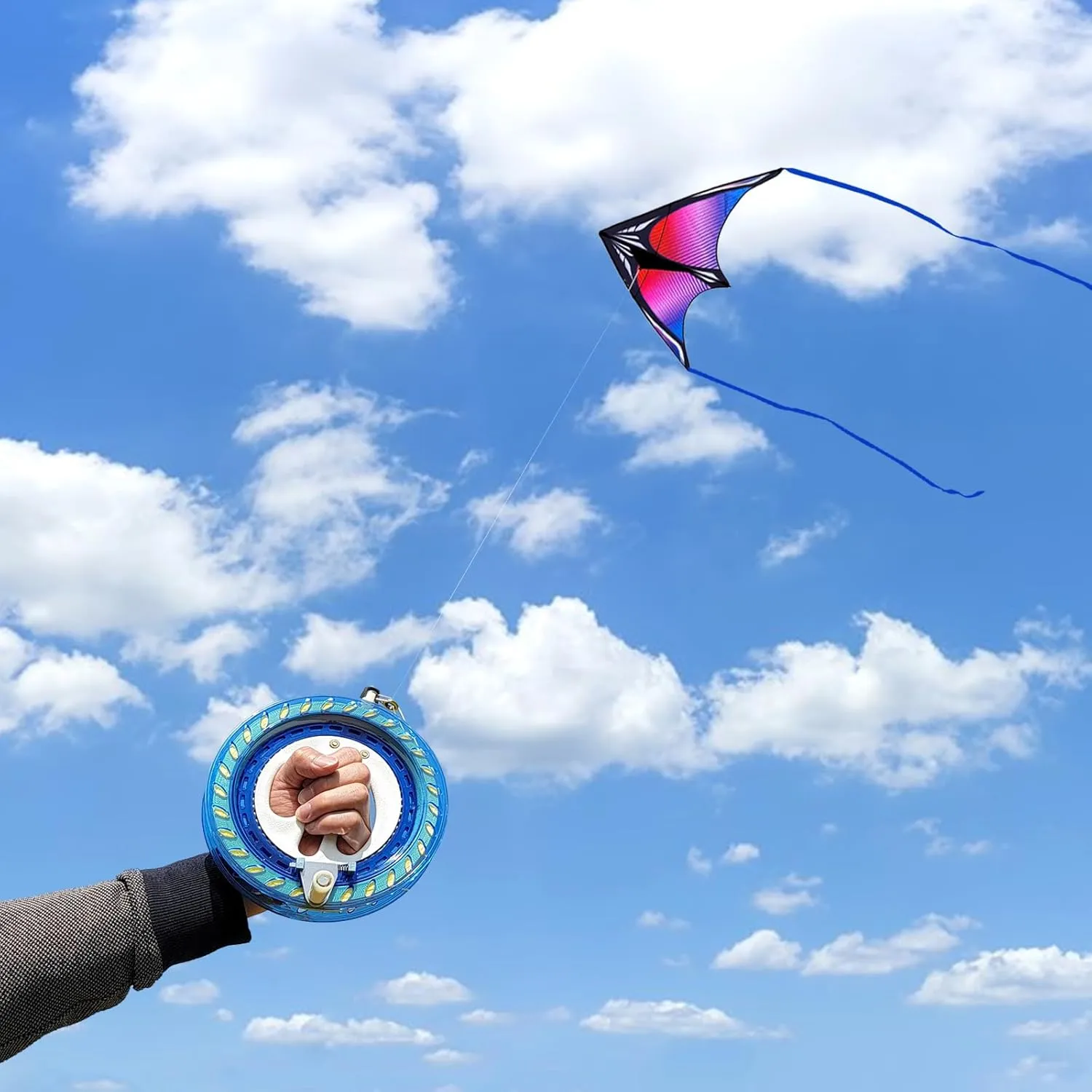 Hoofer Large Beach Kite and Reel Winder with 650ft String for Kids and Adults, Single Line Kite, Extremely Easy to Fly for Beginners