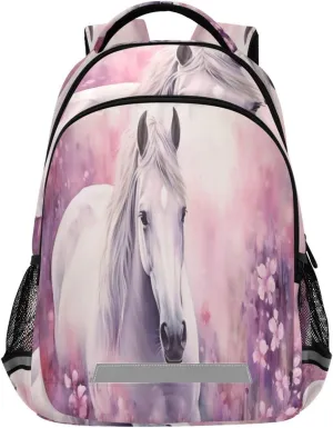 Horse Watercolor Painting Design Waterproof Backpack - Casual Outdoor Sports Daypack with Ergonomic Shoulder Straps#767