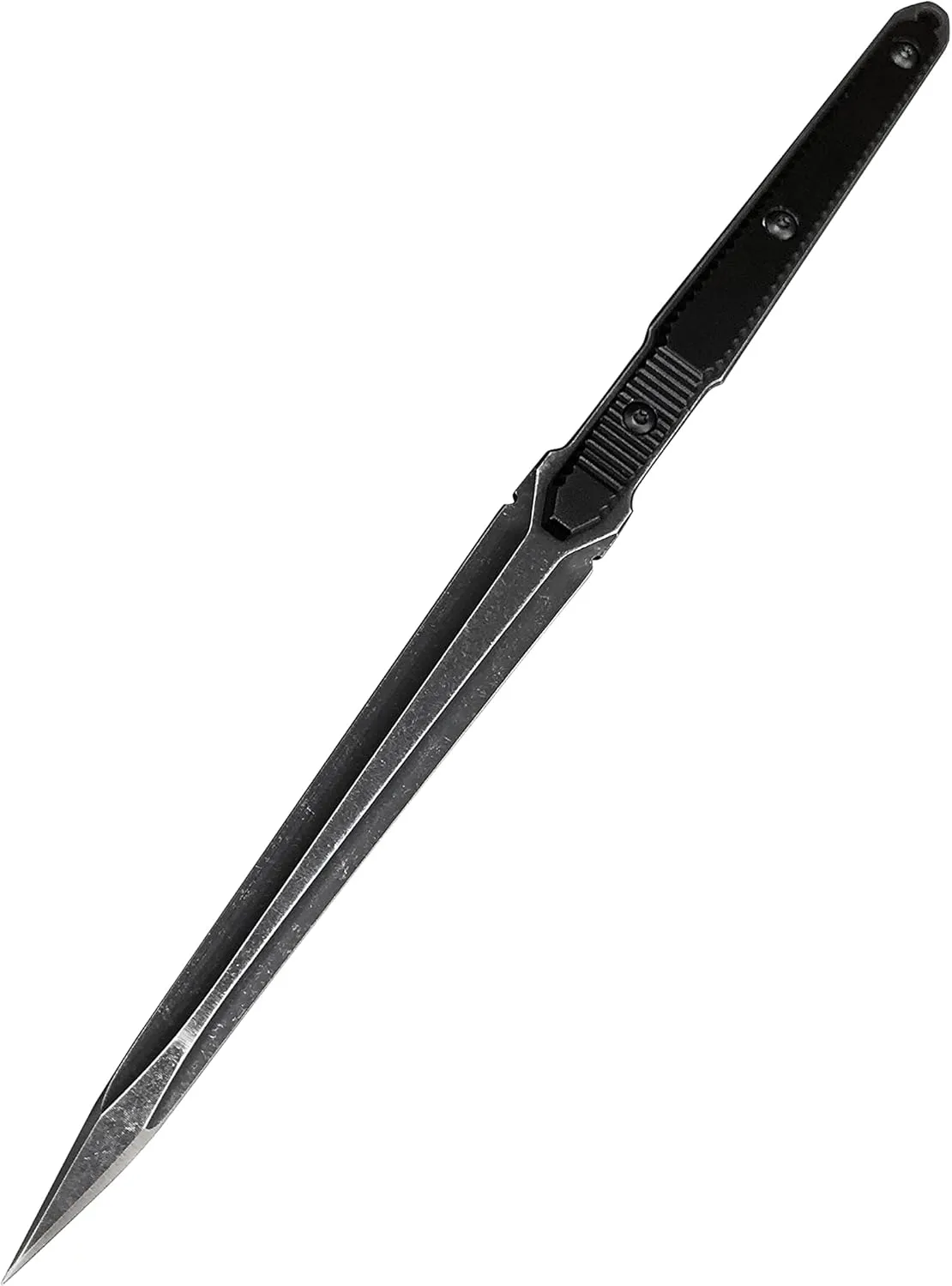 HUAAO 9.4in Tactical Fixed Blade Knife with Sheath, 440C Stainless Steel Black Blade Aviation Aluminum Handle, for EDC Outdoor Tactical Survival Camping Hunting