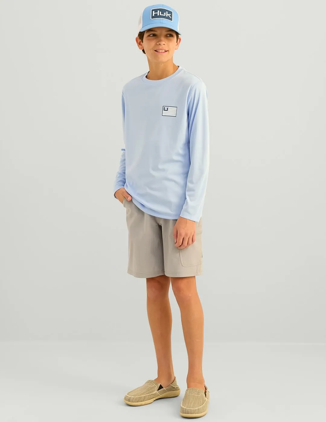 HUK Kids Pursuit Pattern Long Sleeve Shirt, Fishing Shirt for Kids