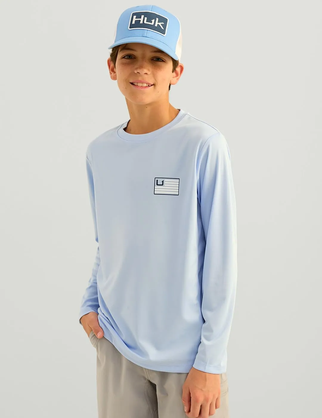 HUK Kids Pursuit Pattern Long Sleeve Shirt, Fishing Shirt for Kids