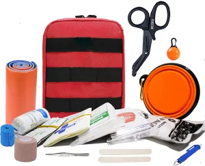 Humen & Pet First Aid Kit,Dog Hike Camp Hunt Trauma Kit,Portable Animal Emergency Survival Kit, Compact Adventure Military Wound Care Tactical Kit