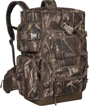 Hunting Backpack with Waterproof Rain Cover, Self Standing Hard Bottom, Camo Hunting Day Pack for Bow Rifle Gun