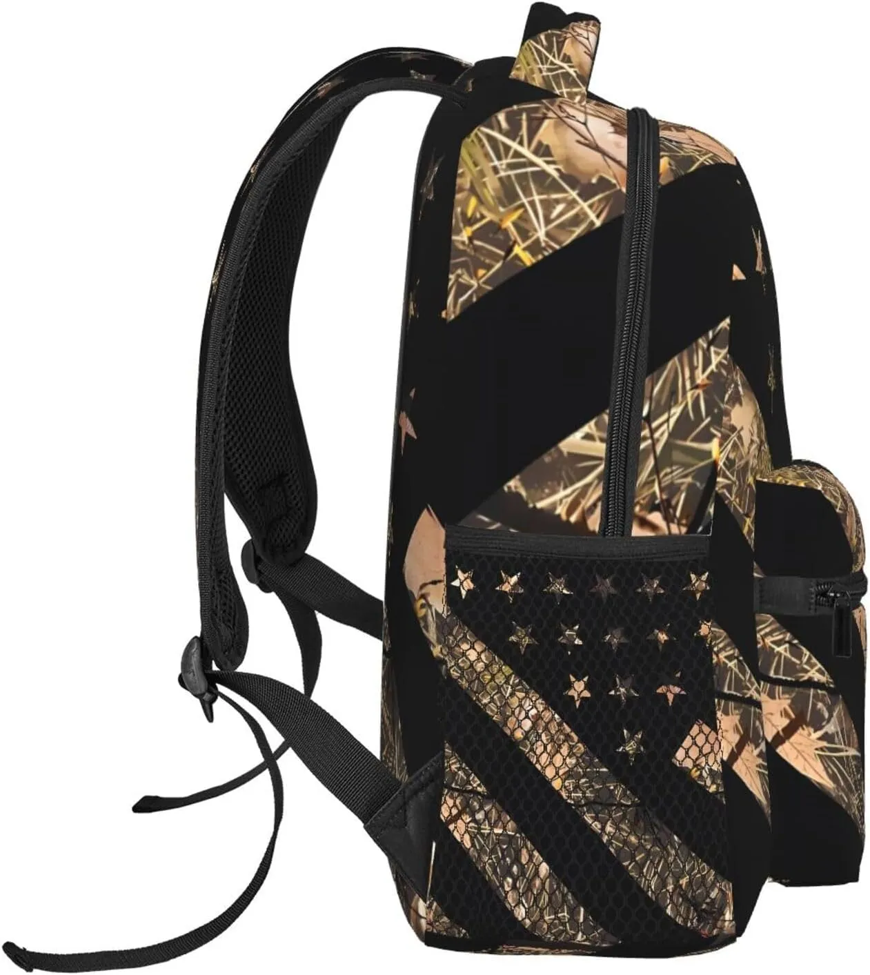 Hunting Camouflage American Flag Backpack Casual Laptop Backpack Double Shoulder Bag Lightweight Backpack For Women Men Travel
