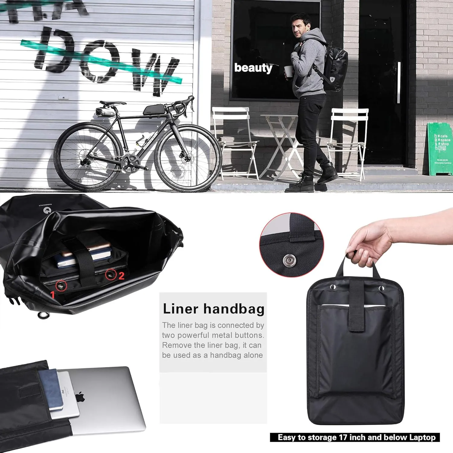 HUNTVP 27L Bike Pannier Bag Backpack Multifunctional Bicycle Bag Cycling Bicycle Rear Seat Trunk Pack Bag Bike Saddle Bag Backseat Pack Bag(Black)