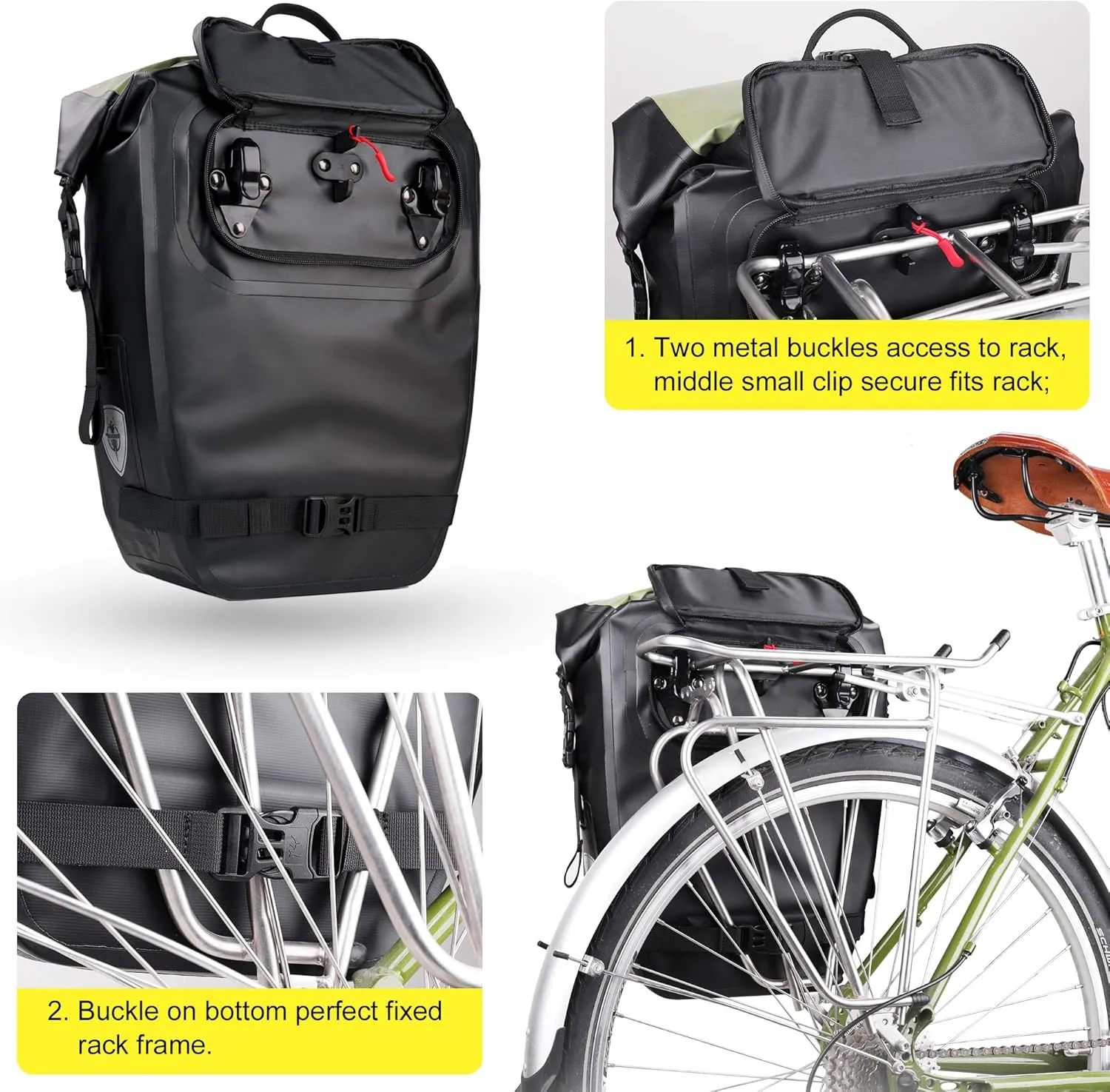 HUNTVP 27L Bike Pannier Bag Backpack Multifunctional Bicycle Bag Cycling Bicycle Rear Seat Trunk Pack Bag Bike Saddle Bag Backseat Pack Bag(Black)