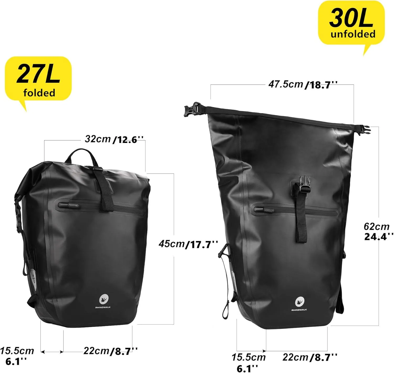 HUNTVP 27L Bike Pannier Bag Backpack Multifunctional Bicycle Bag Cycling Bicycle Rear Seat Trunk Pack Bag Bike Saddle Bag Backseat Pack Bag(Black)