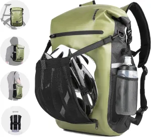 HUNTVP Bike Pannier Bag Backpack Multifunctional Bicycle Bag Cycling Bicycle Rear Seat Trunk Pack Bag Bike Saddle Bag Backseat Pack Bag with Helmet Cover (Dark Green)