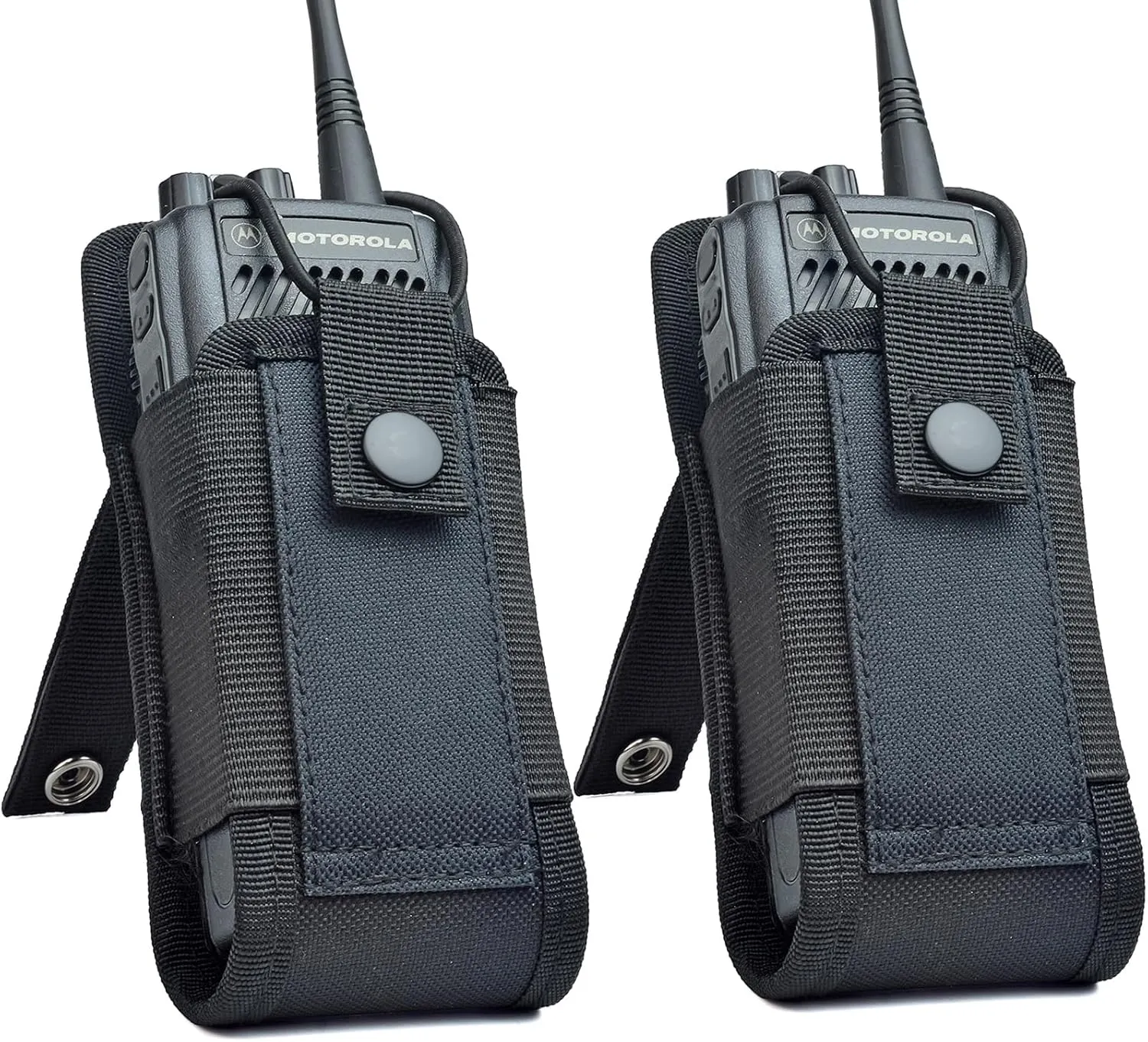 HYS MOLLE Radio Pouch Nylon Case, Tactical Holster Pouch for Duty Belt, Walkie Talkie Radio Holster for Motorola GP328 PRO5150 GP320 GP340 MTX960 RDU4100 RMV2080 Handheld Two Way Radio (Pack of 2)