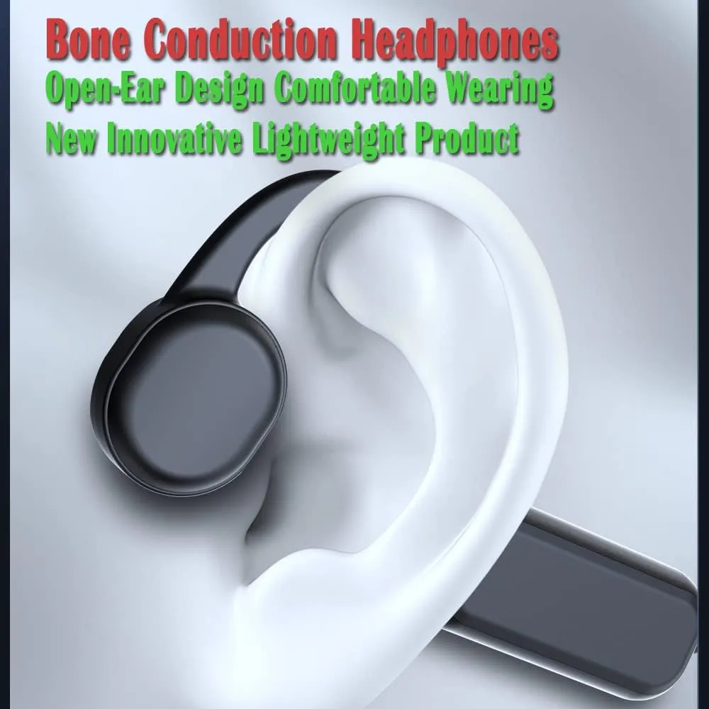 IHAO Swimming Headphones True Bone Conduction Open Ear Headset MP3 Player Built-in 32G Memory IP68 Underwater Waterproof Stereo Bluetooth Earphone for Driving Bicycling Running Skiing-X18 Black