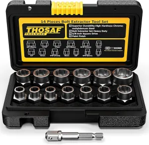 Impact Bolt & Nut Remover Set,14 Pieces Bolt Extractor Tool Set, 3/8" Drive Impact Bolt & Nut Remover Socket Tool Kit, Stripped For Damaged, Frozen, Studs, Rusted, Nuts & Screws, Tools Gifts for Men
