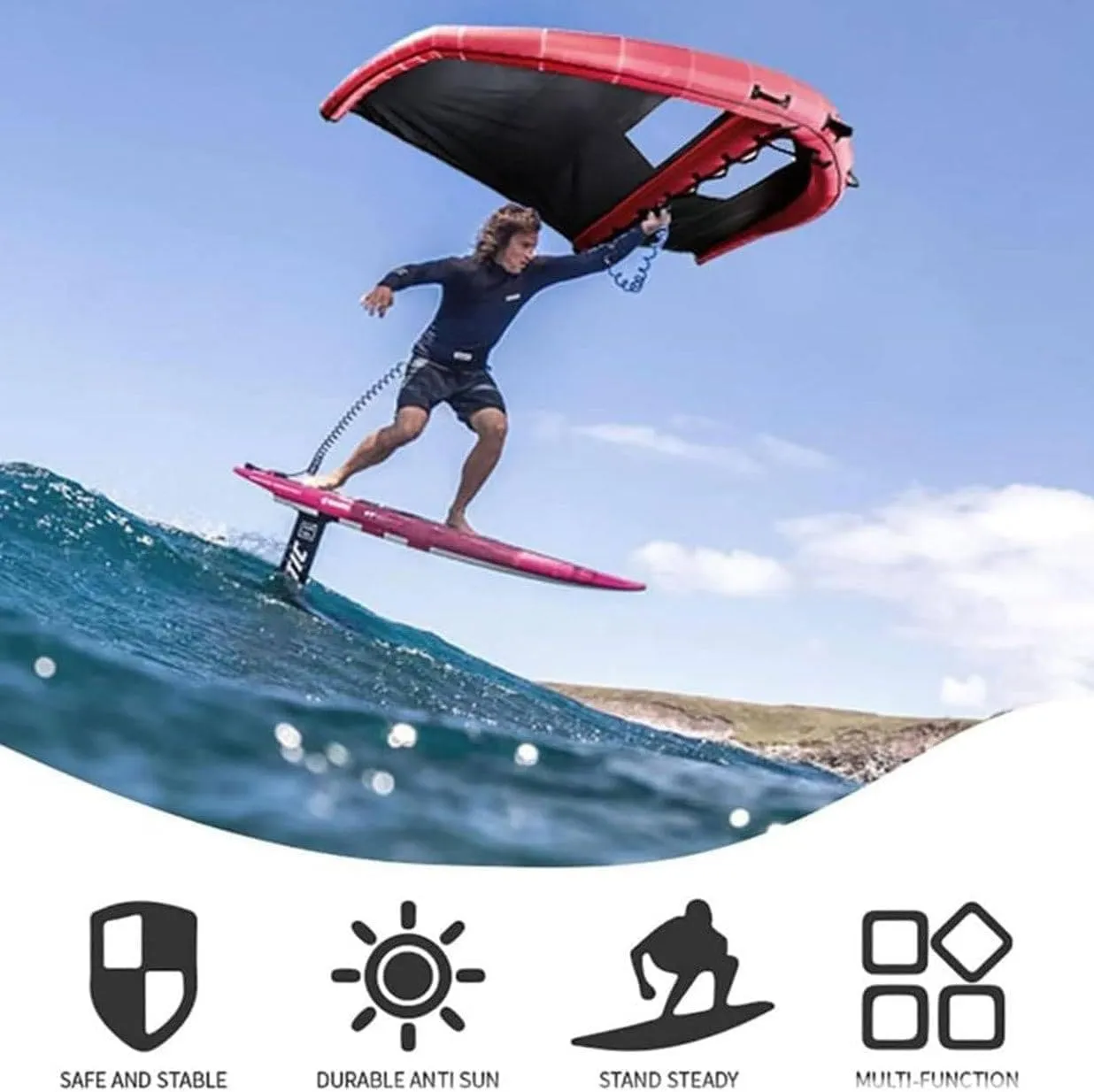 Inflatable Hydrofoil Board,Multipurpose Kitesurfing Wing Surfing Foil Wing Surf Sail,Inflatable Wind Surfing Wing 5㎡,Inflatable Wing with Window