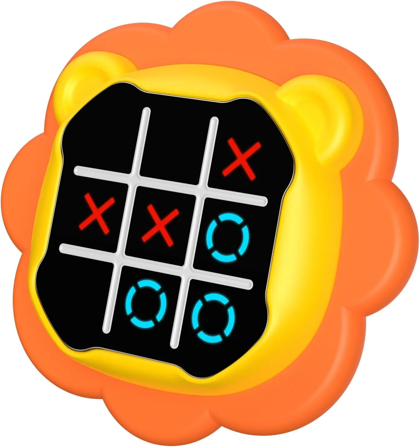 INKLAB Tic Tac Toe Game, Animal-Themed 3-in-1 Handheld Puzzle Game Console, Board Games for Kids and Adults, Portable Travel Games for Car Ride, Birthday Gifts for Ages 3 , Lion
