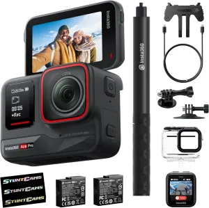 Insta360 Ace Pro - Waterproof Action Camera with GPS Remote Extra Battery Dive Case Shell Selfie Stick 1/1.3" Sensor Waterproof and AI Noise Reduction 4K120fps, 2.4" Flip Screen AI Features