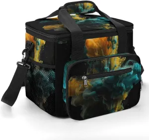 Insulated Camping Cooler Bag, Colored Liquid Print Ice Pack with Leakproof Lining 22.5L Capacity Portable Thermal Bag for Camping,Picnic
