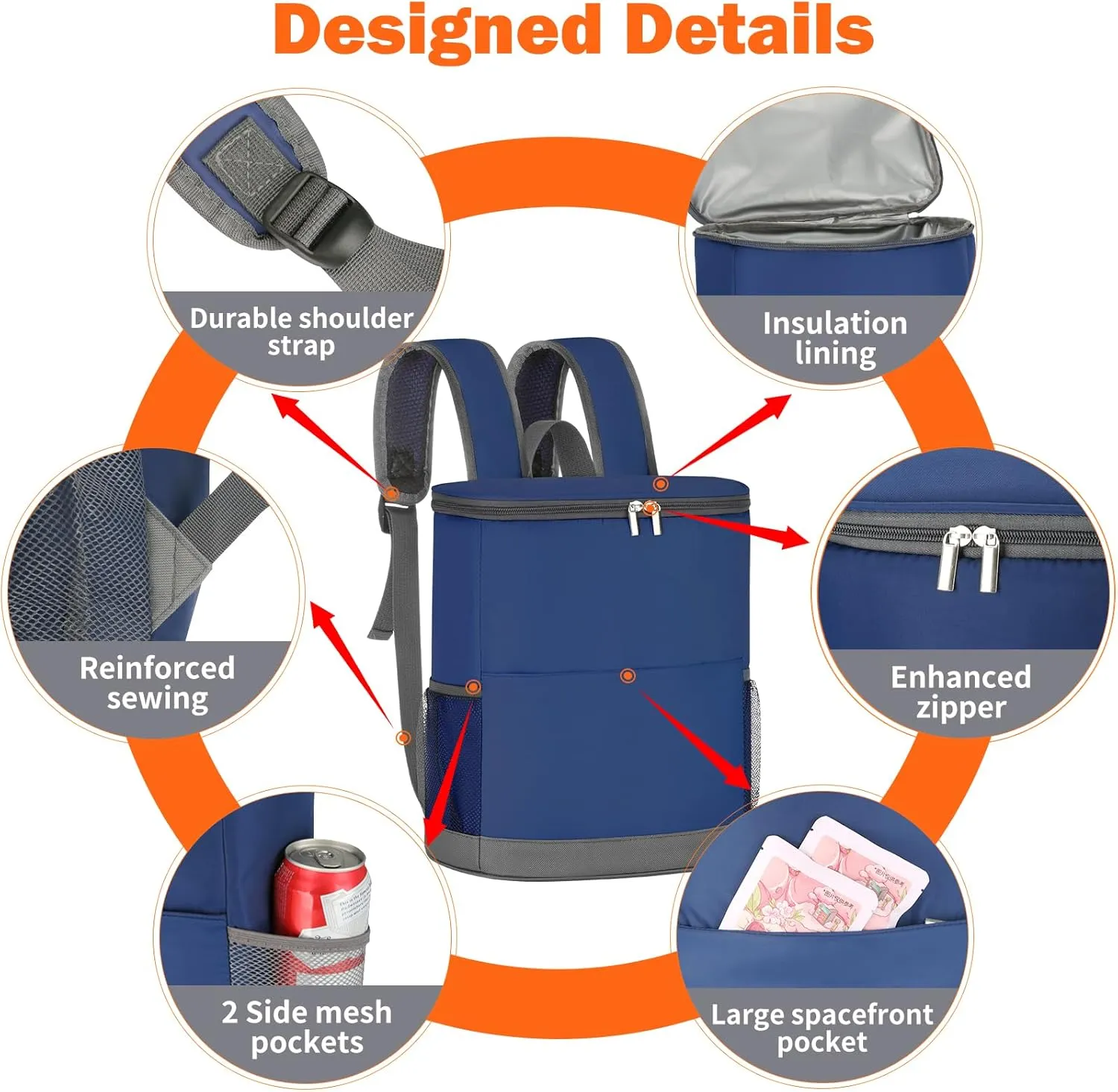 Insulated Cooler Backpack 30 Cans - Leak Proof Beer Backpack Lightweight Cooler Bag for Travel, Camping, Beach, Lunch