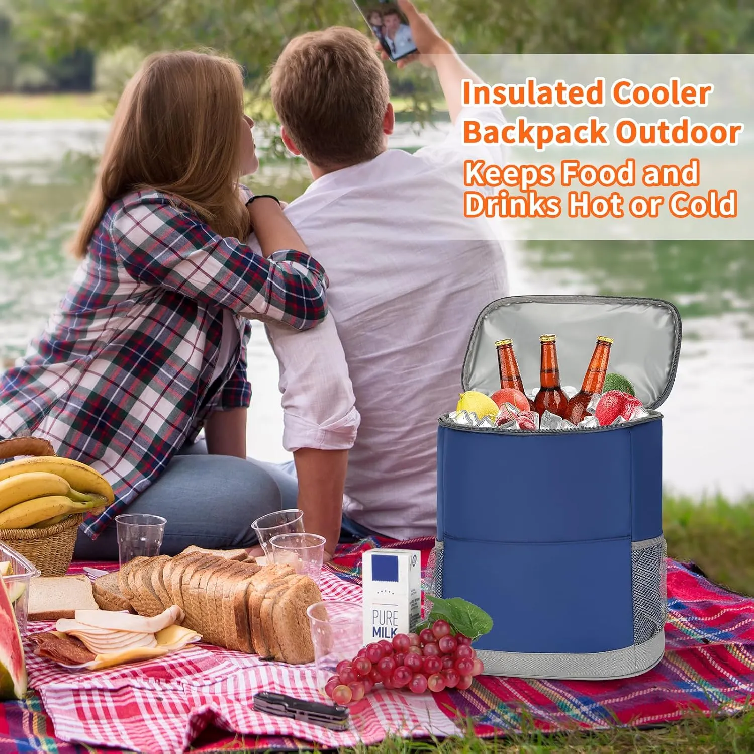 Insulated Cooler Backpack 30 Cans - Leak Proof Beer Backpack Lightweight Cooler Bag for Travel, Camping, Beach, Lunch