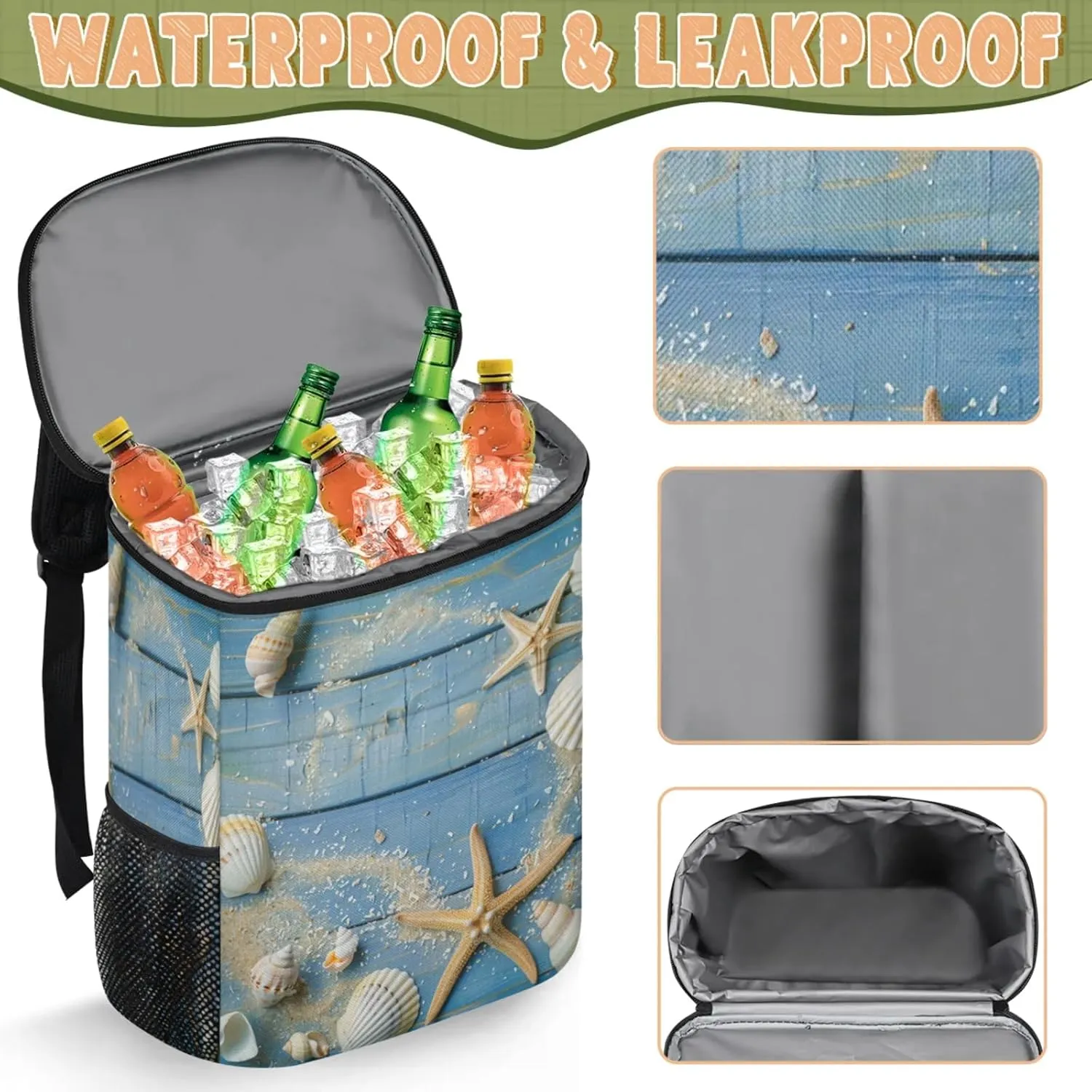 Insulated Cooler Backpack 30 Cans, Leak Proof Cooler Bag, Backpack Coolers for Picnic Hiking Camping Beach