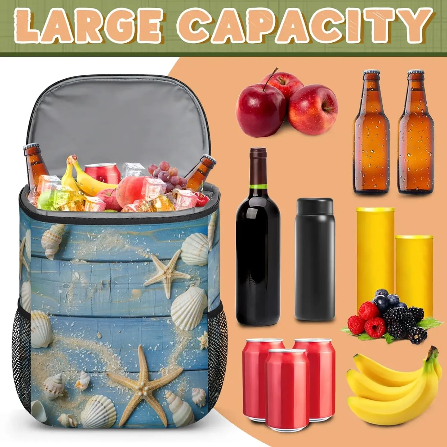 Insulated Cooler Backpack 30 Cans, Leak Proof Cooler Bag, Backpack Coolers for Picnic Hiking Camping Beach