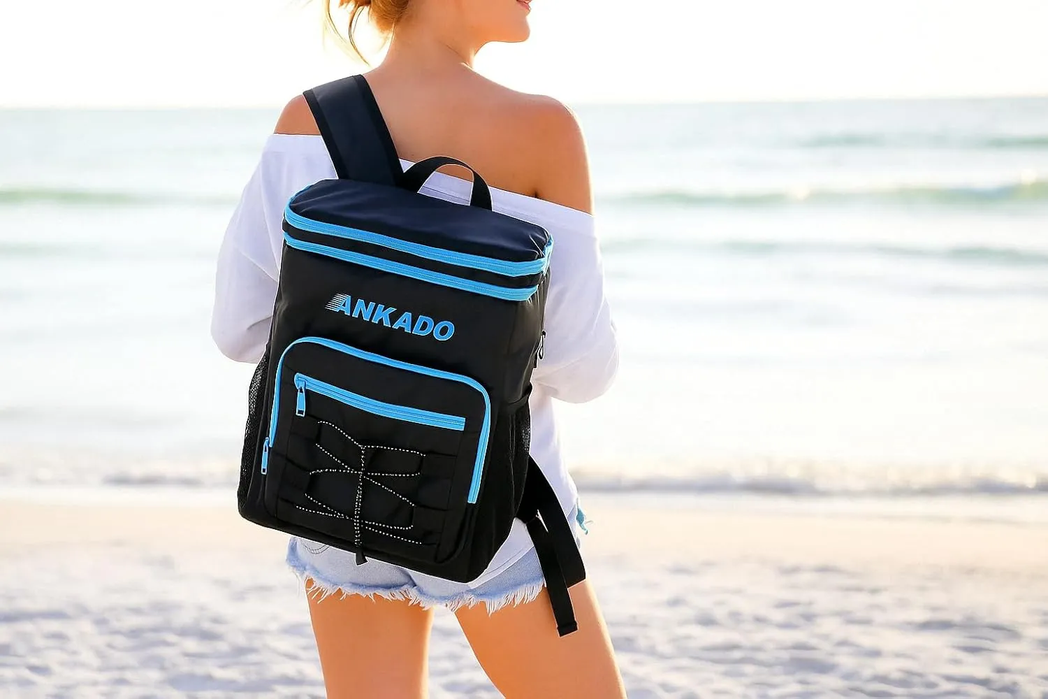 Insulated Cooler Backpack, 36-Can Capacity, Leakproof & Waterproof, Seamless hot Pressing Inside, Lightweight and Durable Design. Perfect for Beach, Camping, Travel (Black)