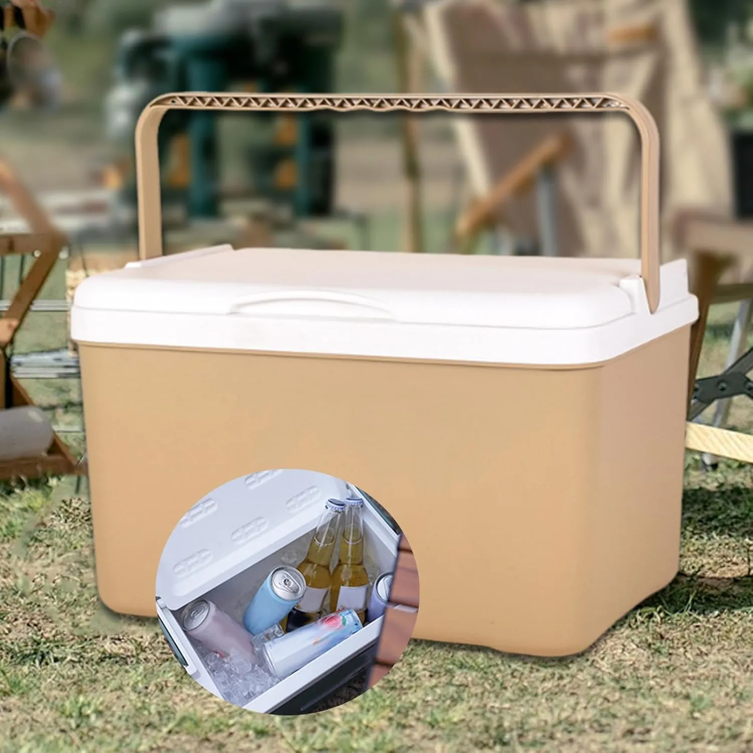 Insulated Cooler Box Ice Chest with Handle Practical Ice Retention Cooler Cooling Chest for Party Commercial Barbecue Picnic