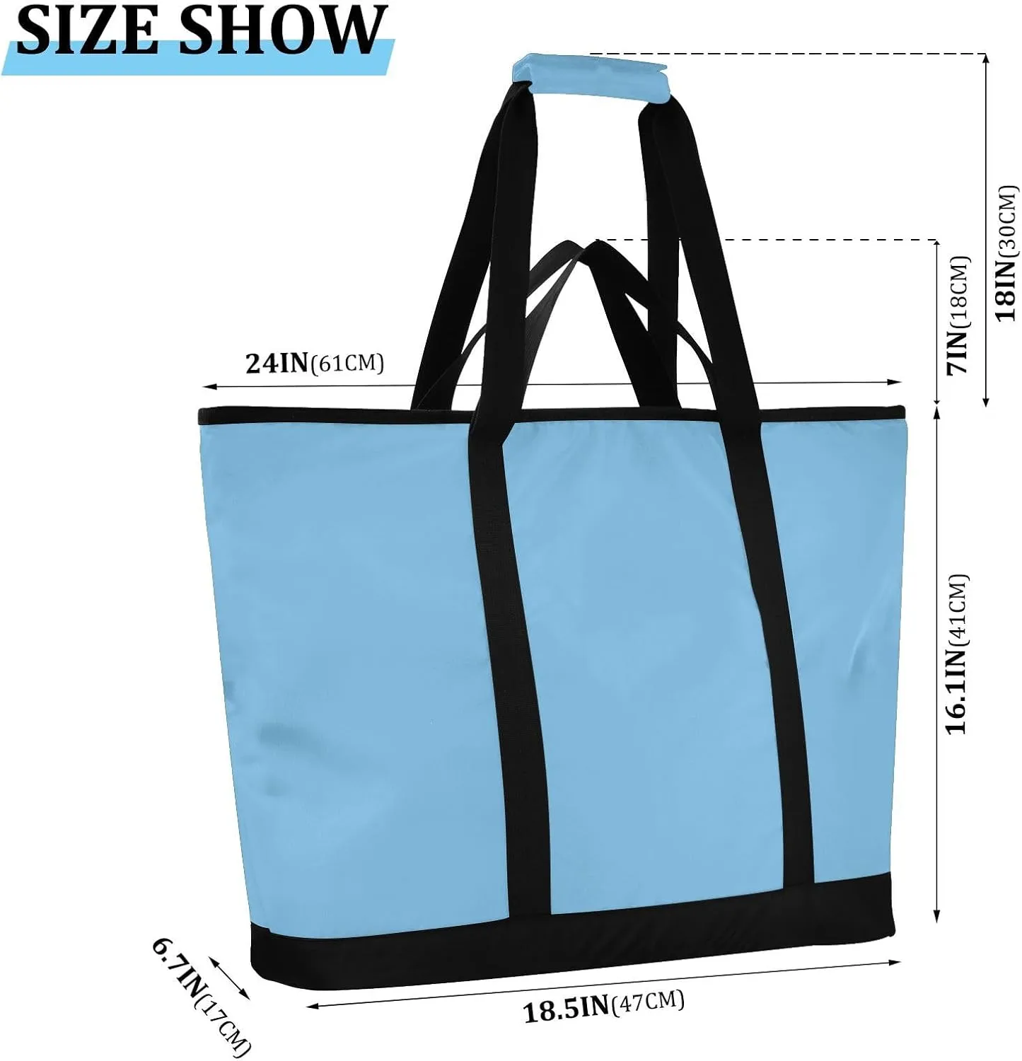 Insulated Cooler Tote Bag Keeps Food Hot or Cold Reusable Shopping Bags for Groceries with Zipper for Beach Travel Picnics