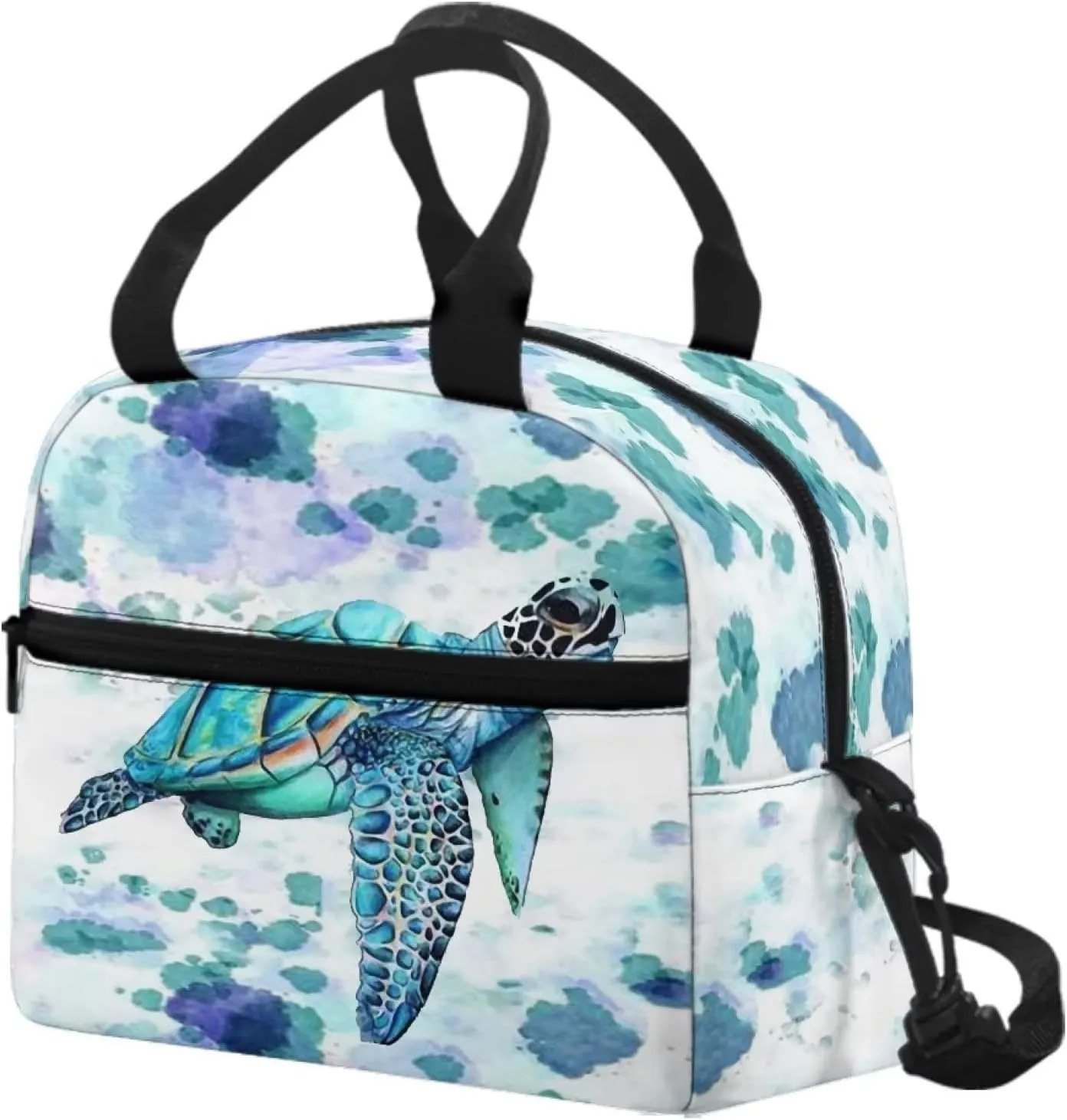 Insulated Lunch Bag Sea Turtle Lunch Box Lightweight Lunchbag Meal Prep Bags with Adjustable Shoulder Strap for Travel School Office Work Picnic Hiking Beach Fishing