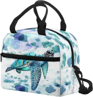 Insulated Lunch Bag Sea Turtle Lunch Box Lightweight Lunchbag Meal Prep Bags with Adjustable Shoulder Strap for Travel School Office Work Picnic Hiking Beach Fishing
