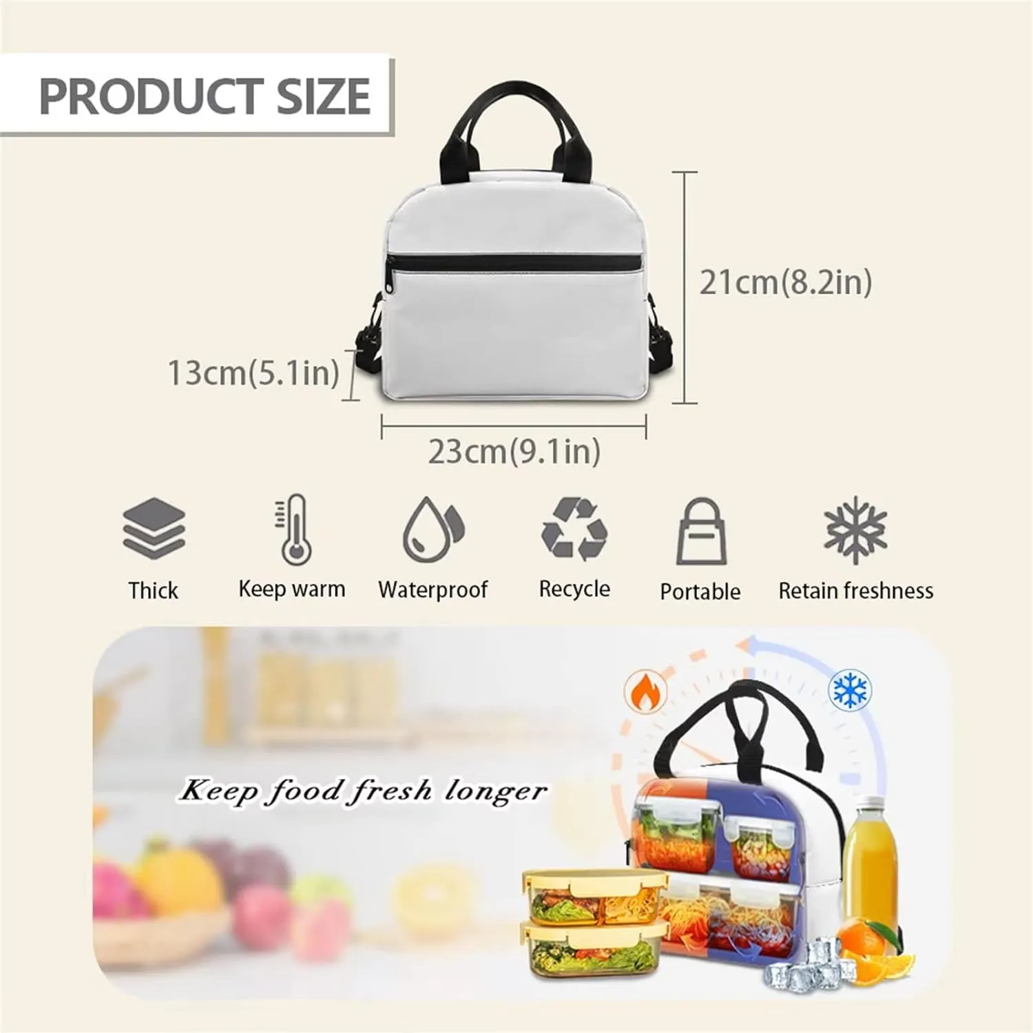 Insulated Lunch Bag Sea Turtle Lunch Box Lightweight Lunchbag Meal Prep Bags with Adjustable Shoulder Strap for Travel School Office Work Picnic Hiking Beach Fishing