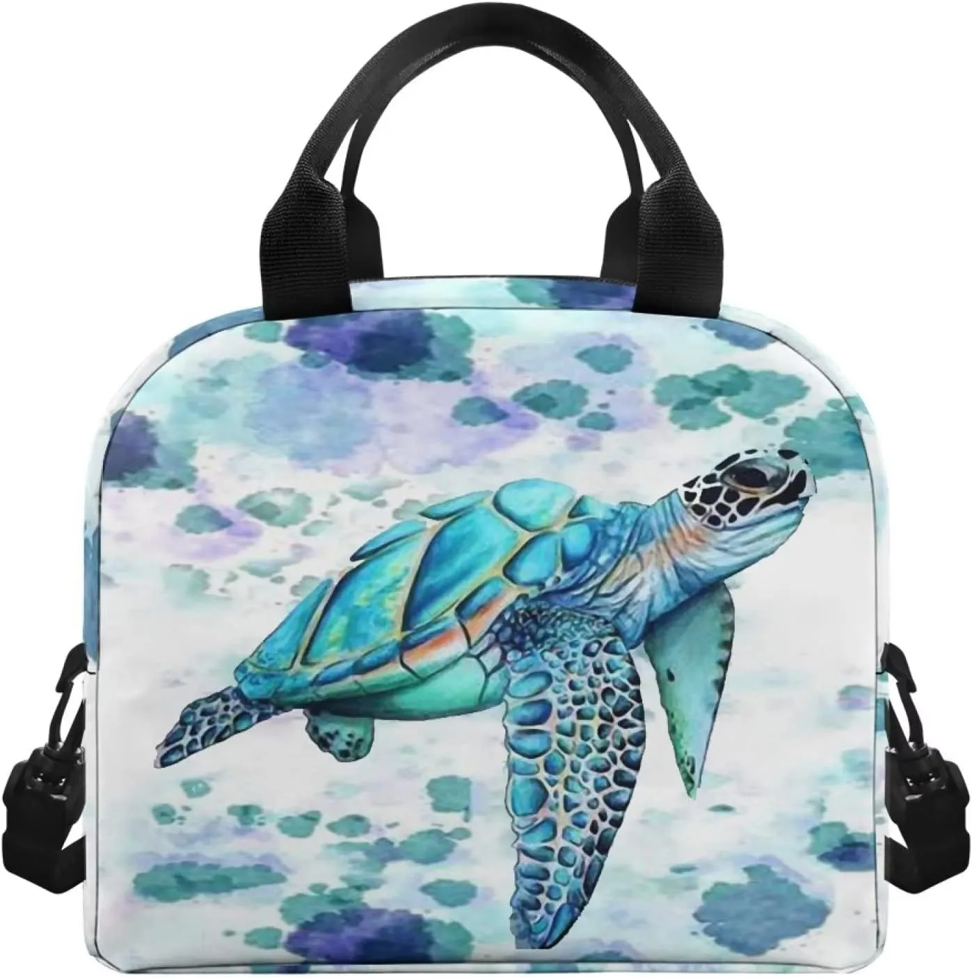 Insulated Lunch Bag Sea Turtle Lunch Box Lightweight Lunchbag Meal Prep Bags with Adjustable Shoulder Strap for Travel School Office Work Picnic Hiking Beach Fishing