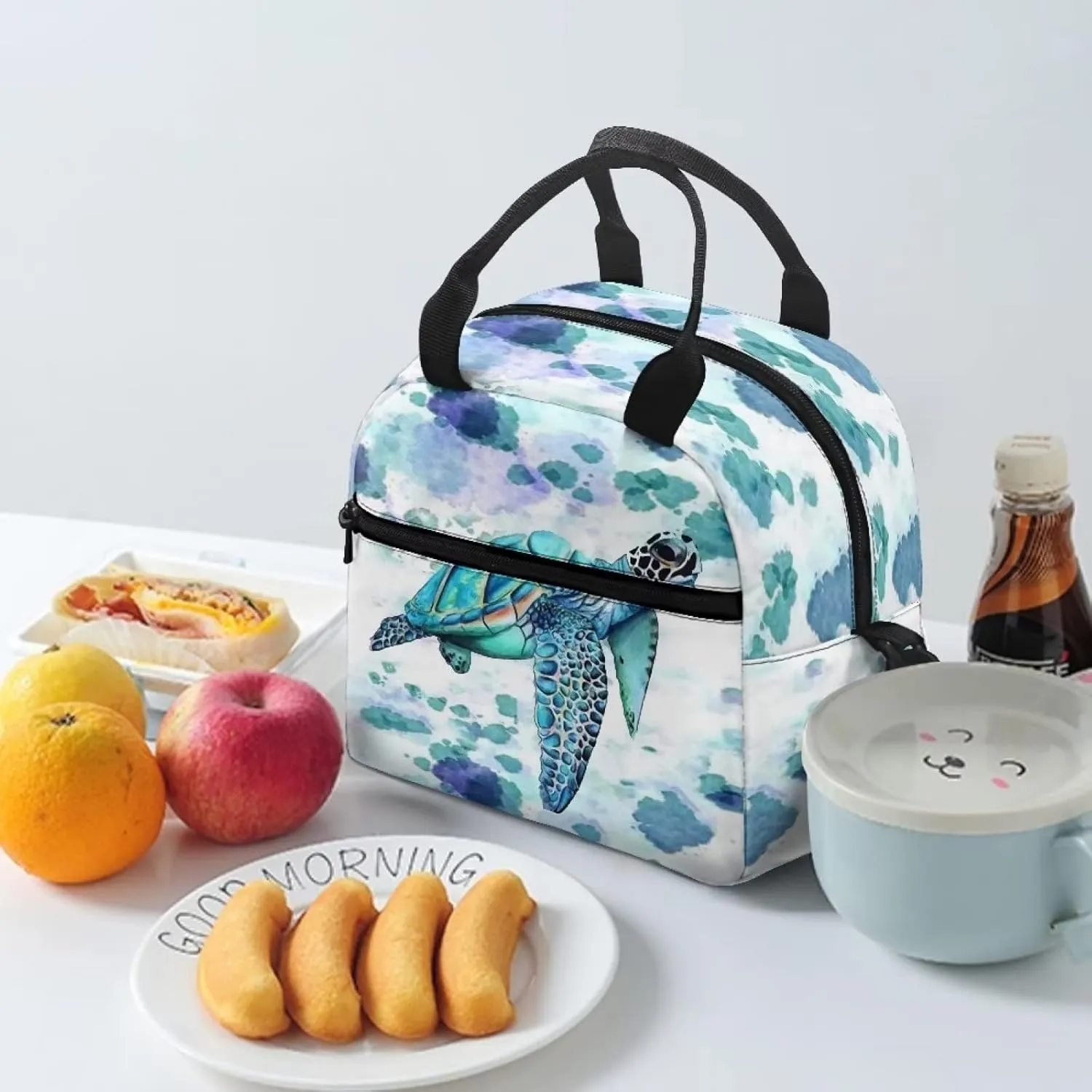 Insulated Lunch Bag Sea Turtle Lunch Box Lightweight Lunchbag Meal Prep Bags with Adjustable Shoulder Strap for Travel School Office Work Picnic Hiking Beach Fishing