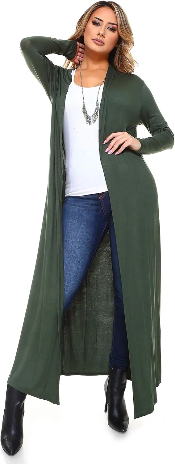 Isaac Liev Maxi Cardigan Duster Sweater – Women's Extra Long Open Front Full Length Lightweight Cardigans Dusters Sweaters