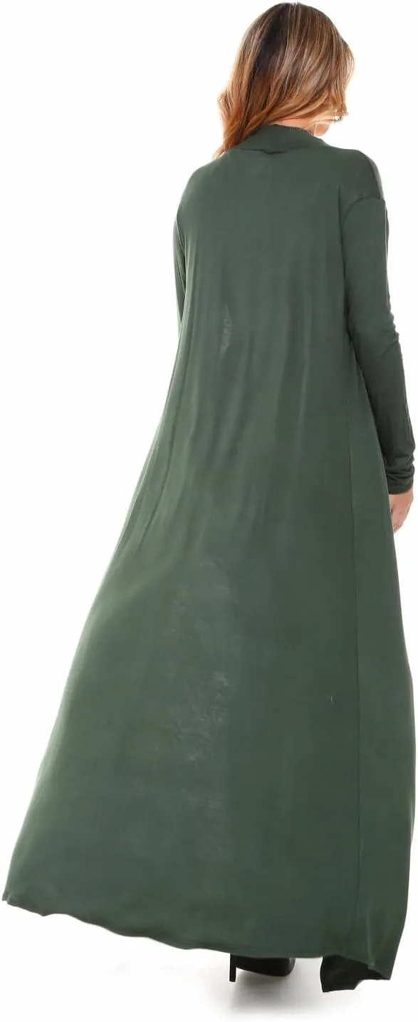 Isaac Liev Maxi Cardigan Duster Sweater – Women's Extra Long Open Front Full Length Lightweight Cardigans Dusters Sweaters