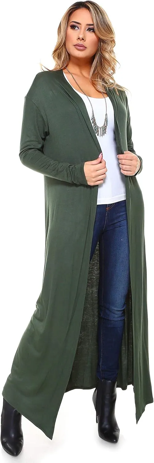 Isaac Liev Maxi Cardigan Duster Sweater – Women's Extra Long Open Front Full Length Lightweight Cardigans Dusters Sweaters