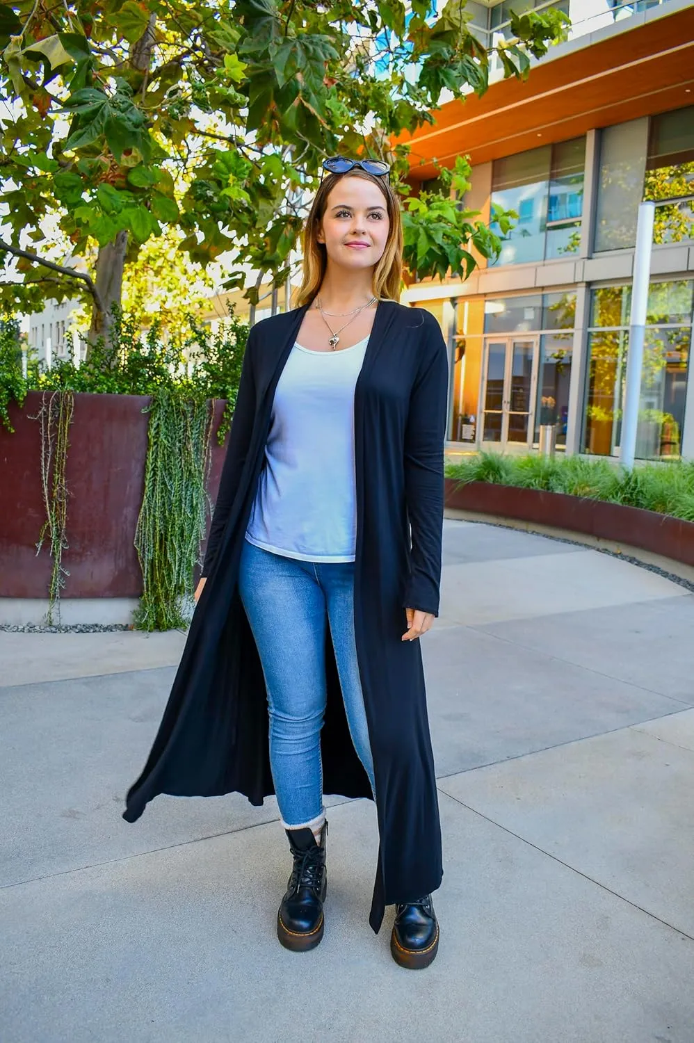 Isaac Liev Maxi Cardigan Duster Sweater – Women's Extra Long Open Front Full Length Lightweight Cardigans Dusters Sweaters
