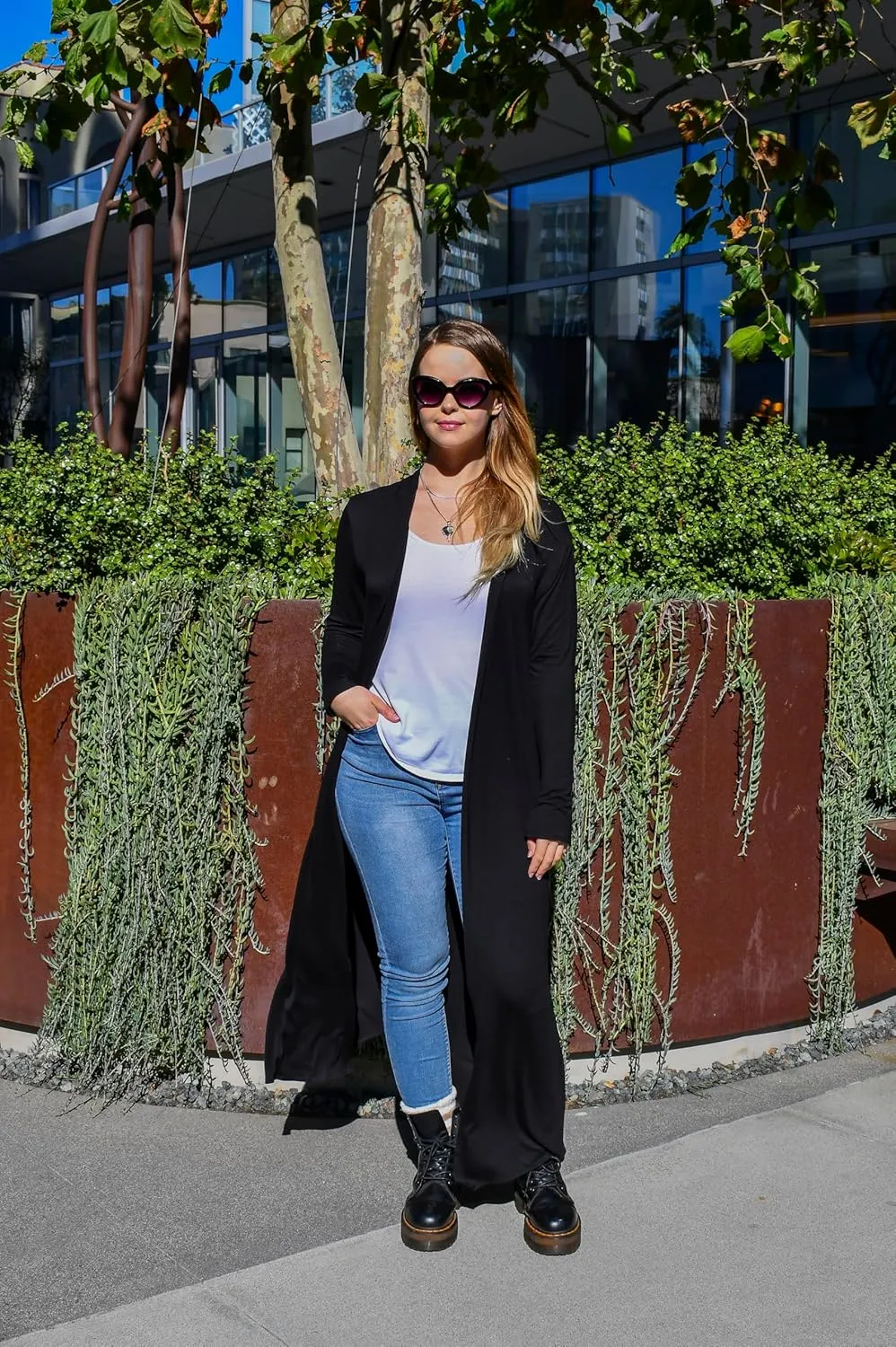 Isaac Liev Maxi Cardigan Duster Sweater – Women's Extra Long Open Front Full Length Lightweight Cardigans Dusters Sweaters